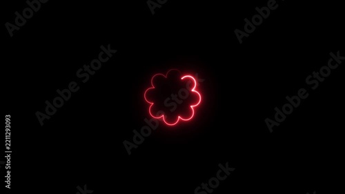 Neon Glowing Flower Outline Icons on Black Background