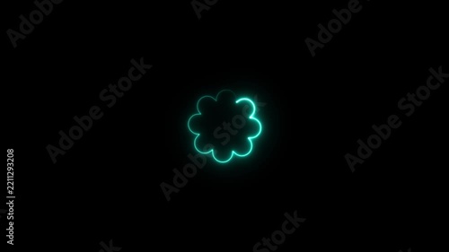 Neon Glowing Flower Outline Icons on Black Background