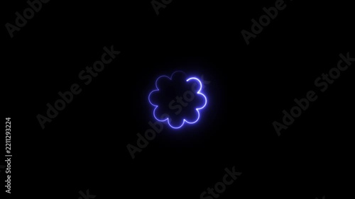 Neon Glowing Flower Outline Icons on Black Background