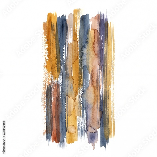 Abstract Vertical Watercolor Brushstrokes in Earthy and Cool Tones