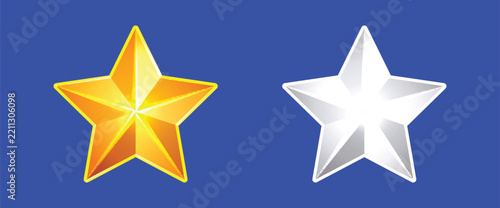 Blue Rectangular Star Badge Icons for Awards and Recognition