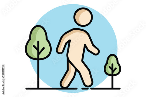 Walking icon. colored icon style. icon related to park and outdoor. people elements vector illustration