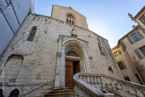 The facade of the Cathedral of Notre-Dame-du-Puy in Grasse, France