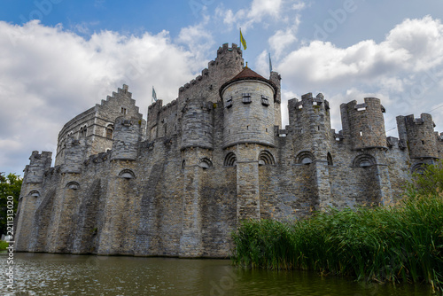 GHENT, BELGIUM, JULY 14, 2025 - Gravensteen or the Castle of the Counts, located in the heart of the city of Ghent, Belgium
