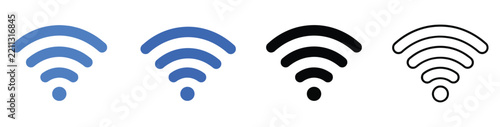 WiFi Signal Icons Collection in Blue, Black and Outline Styles