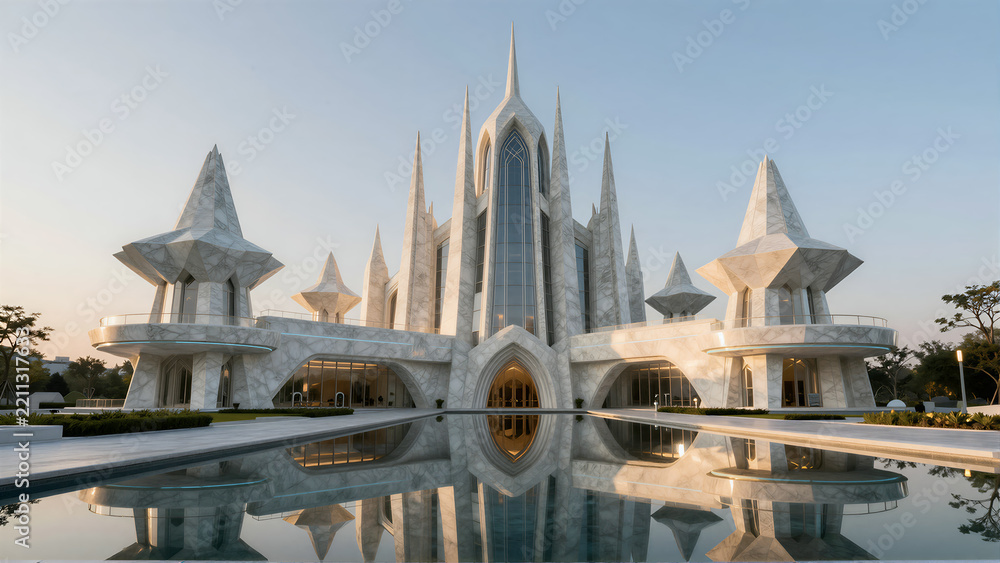 Obraz premium Futuristic Neo-Camelot Architectural Concept