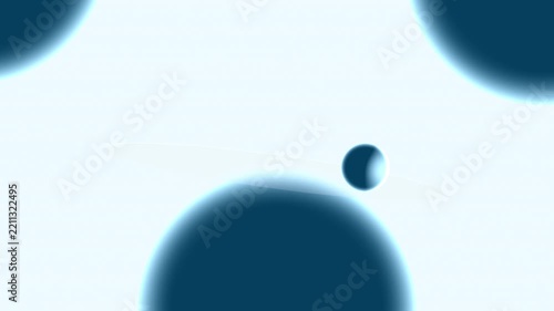 Abstract minimalist background with soft dark teal circular shapes floating on a bright pale blue surface, featuring blurred edges