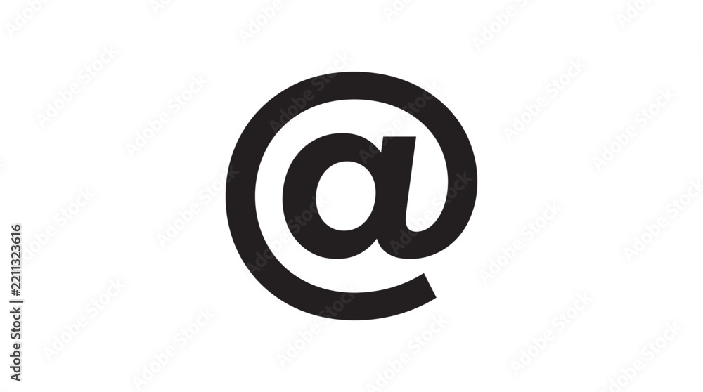 Obraz premium At symbol icon in black silhouette against a white background