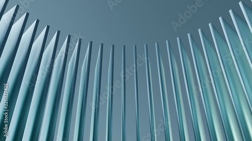 A sequence of metallic panels creating a sweeping curved wall