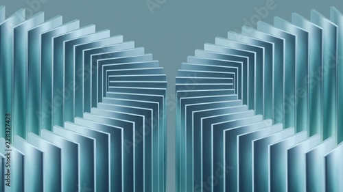 Two identical sets of curved panels expanding outward