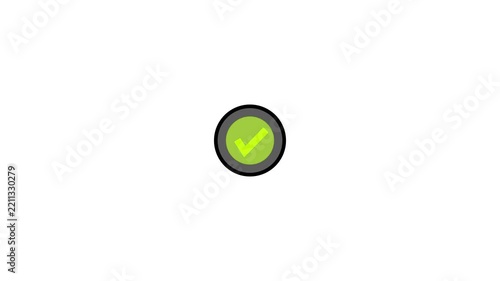 Animated green checkmark on white background, for user interface, tick success approve, confirm