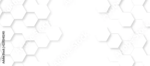 Panel kuchenny z motywem white hexagonal technology creative emboss light honeycomb polygonal. abstract hexagon science and web business template background. realistic geometric mesh cells texture