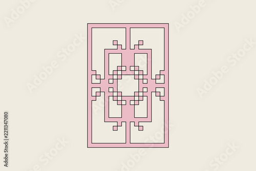 Pixel Art Ornamental Ironwork Decorative Geometric Illustration, Abstract Pattern