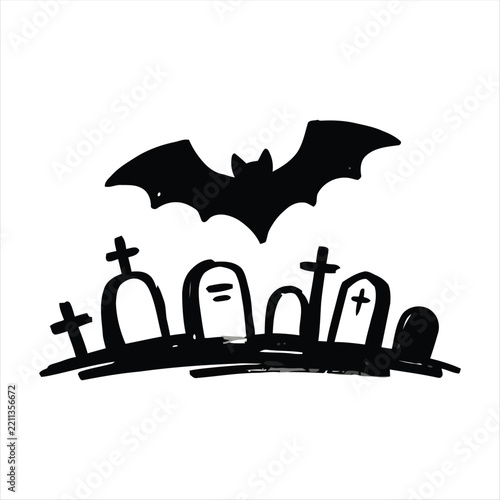 Halloween Bat Icon – Flying Bat Symbol for Spooky Horror, Halloween and Gothic Design