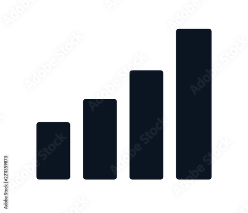Black rising bar graph icon representing growth and signal