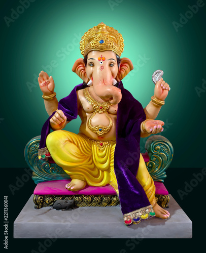 Canvas Print Lord ganesha , Hindu lord ganesha with beautiful Divine background, Ganpati, Gan
