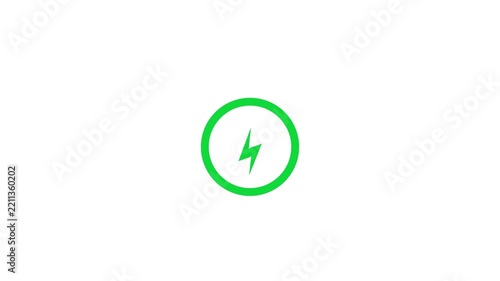 Charging Progress Circle Animation with Lightning Bolt Icon on White Background for User Interface Design