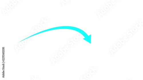 Animated Cyan Curved Arrow Drawing Path on White Background for User Interface and Presentation Design