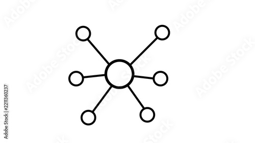 Animated Network Diagram Connecting Nodes on White Background, Minimalist Line Art Motion Graphic