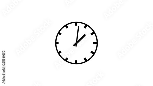 Minimalist Analog Clock Face Animation Showing Rapid Time Passing on a Clean White Background