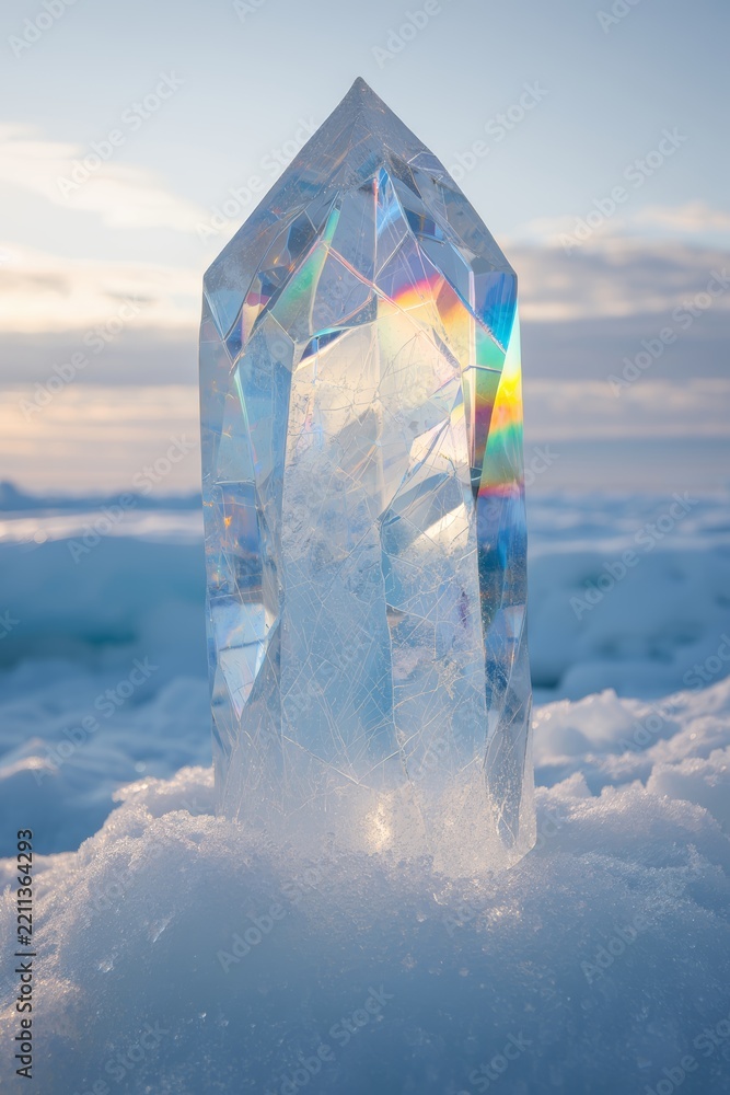 Fototapeta premium Prismatic Ice Crystal in Arctic Landscape