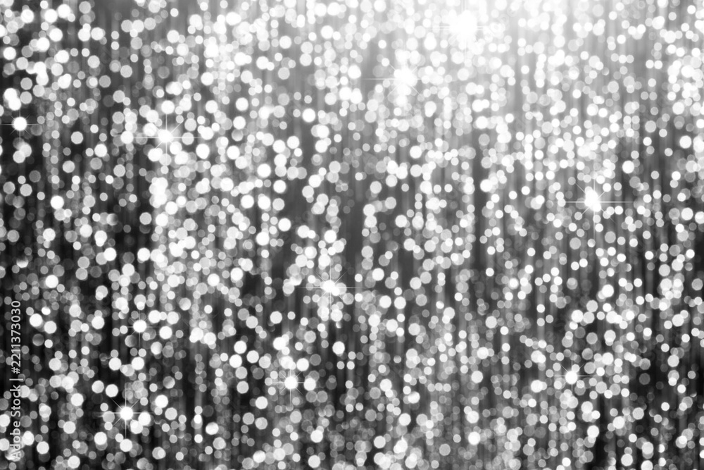 Fototapeta premium Silver glitter bokeh background with sparkling texture