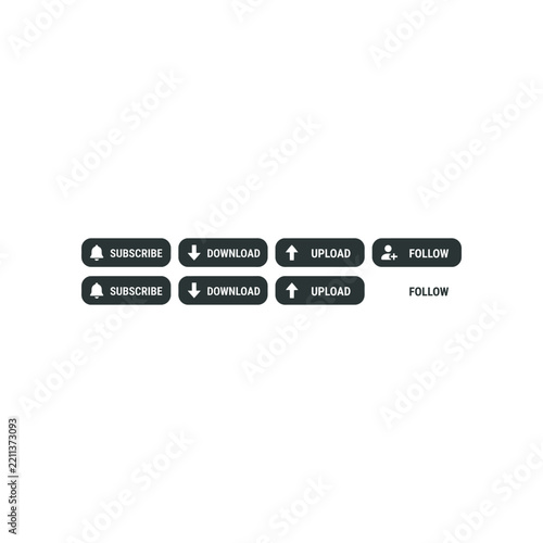 User Action Call To Action Buttons Subscribe Download Upload Follow Line Art Set