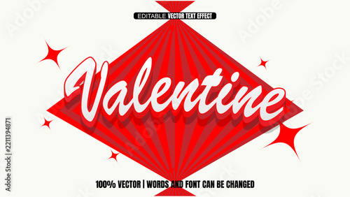 Valentine 3d editable text effect red vector for romantic banner
