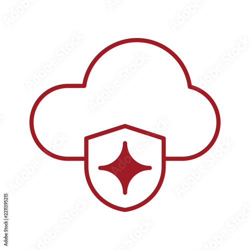Cloud Security Icon with Shield Vector Illustration