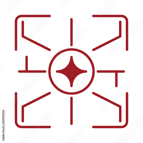 Red Focus Target Icon Line Art Vector Illustration