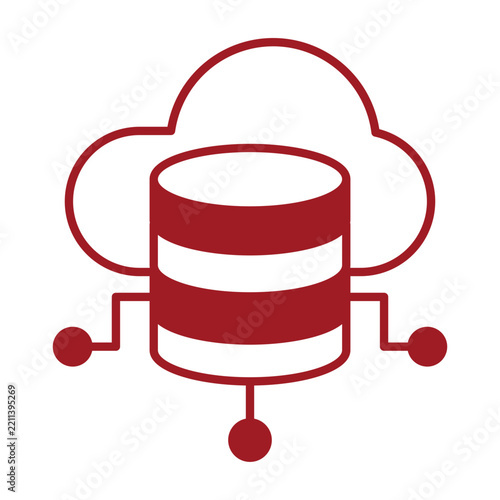 Cloud Database and Server Network Icon Vector