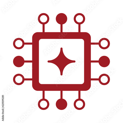 AI Processor Chip Vector Icon, Microchip Symbol