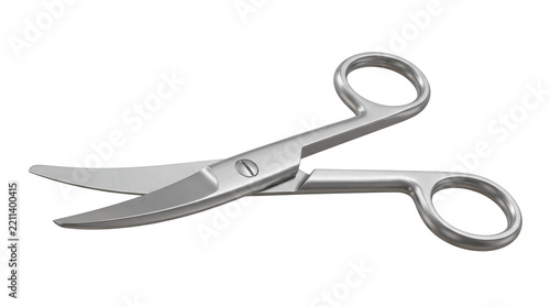 Fotografie Stainless steel curved surgical scissors for medical procedure and tissue dissec