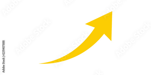 Yellow curved arrow pointing upward right on checkered transparent backdrop.