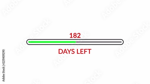 Animated 365 Day Countdown Progress line bar animation in 4k animation with alpha channel 365 Days Remaining Timer Animated on transparent background 1 year countdown timer animation