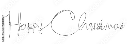 happy christmas text font type one line drawing design