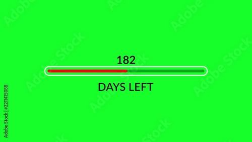 Animated 365 Day Countdown Progress line bar animation in 4k animation with alpha channel 365 Days Remaining Timer Animated on transparent background 1 year countdown timer animation