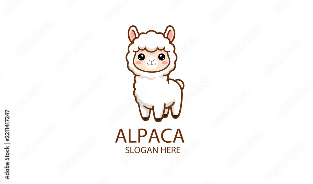 Obraz premium Cute Alpaca Mascot Logo Vector Illustration