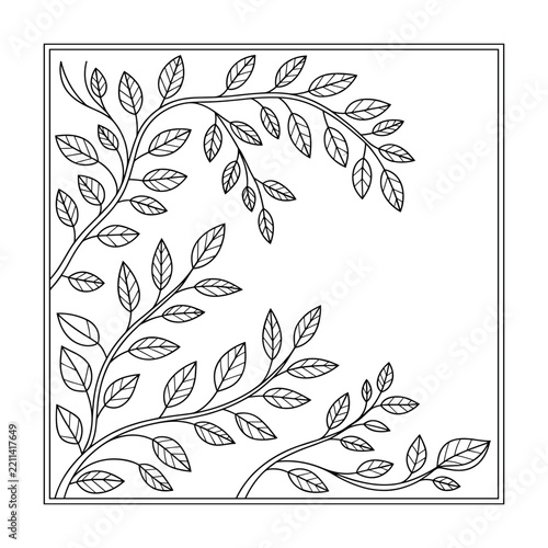 Floral ornament with leaves and branches on a white background