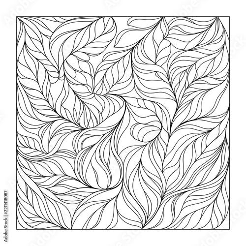 Intricate floral ornament with flowing lines on a white background