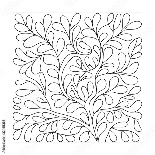 Leafy vine pattern with flowing lines on a white background