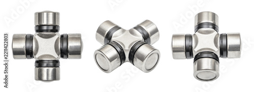 set of cardan shaft bearing crosspiece isolated on white