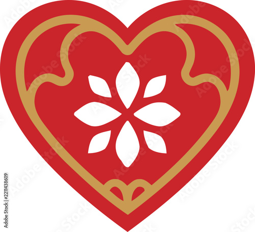 Christmas heart ornament with floral pattern for holiday greeting