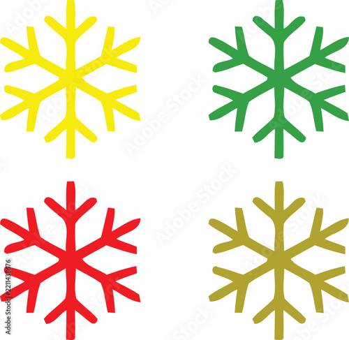 Christmas snowflake icons set in colorful flat vector design