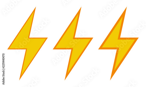 Yellow Orange Lightning Bolt Outline Icons