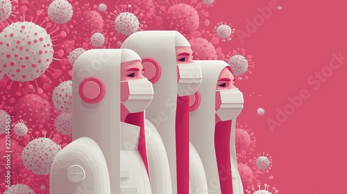 Medical professionals stand together to combat viruses and protect public health during a pandemic
