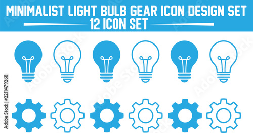 Minimalist light bulb and gear icons set for business and technology design