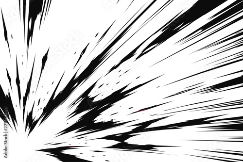 Obraz na plátně black and white manga speed lines burst vector overlay with jagged ink shards ra