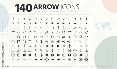 140 minimal arrow icons for direction and navigation