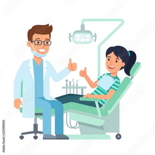 Dentist and young patient giving thumbs up